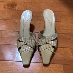 Kate Spade Tan Mules with Woven Design